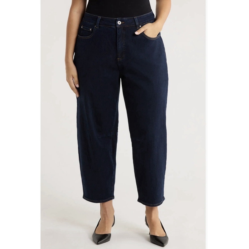 Universal Standard Dakota High Rise Barrel Jean Women 16 Dark Wash Blue Denim